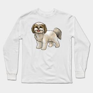 Dog - Shih Poo - Cream and Tan Long Sleeve T-Shirt